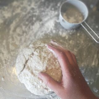 Hand kneading corn free tortilla dough